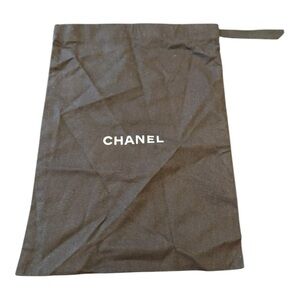 Chanel Black Drawstring Dust Bag White Logo Cotton measures  9” x 13” DB